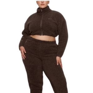 Skims Teddy Zip Up Crop Jacket Size Large